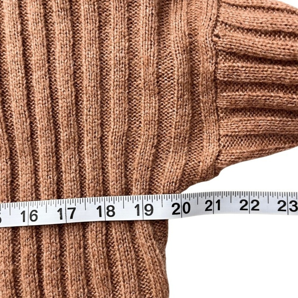 Abercrombie & Fitch Ribbed V-Neck Sweater Women's Small Mocha‎ Brown Cropped Fit - Picture 6 of 7